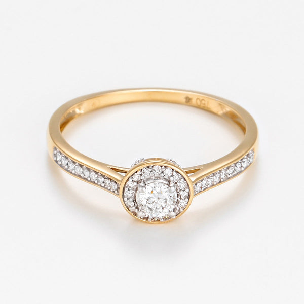Bague "Brillant Somptueux" Diamant: 0,12Ct/38 & 0,18/1 - Or Jaune