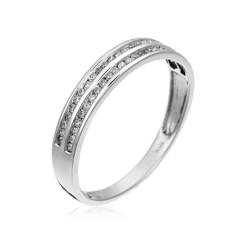 Bague "Alliance 2 Rangs D'Amour" Diamants : 0,20Ct/50 - Or Blanc