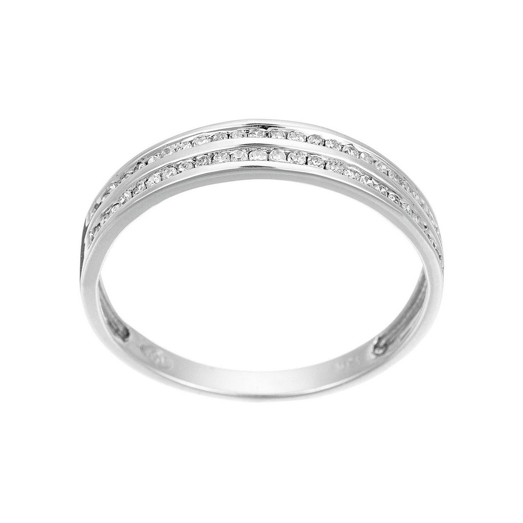 Bague "Alliance 2 Rangs D'Amour" Diamants : 0,20Ct/50 - Or Blanc