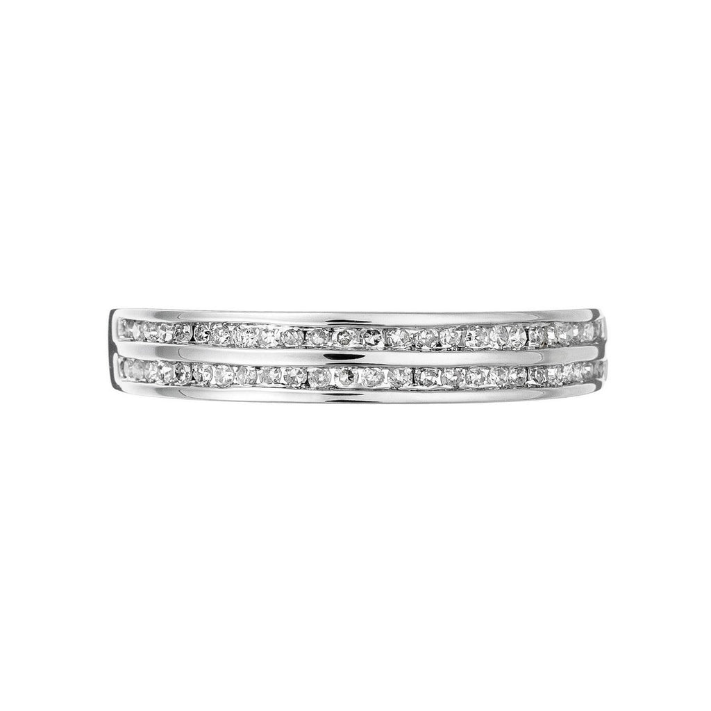 Bague "Alliance 2 Rangs D'Amour" Diamants : 0,20Ct/50 - Or Blanc