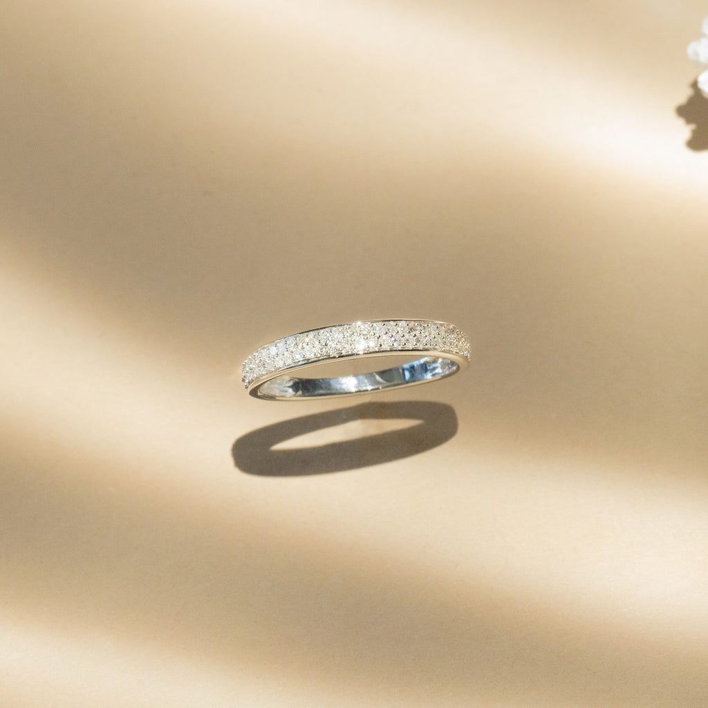 Bague "Alliance Granité" Diamant 0,20Ct/57 - Or Blanc