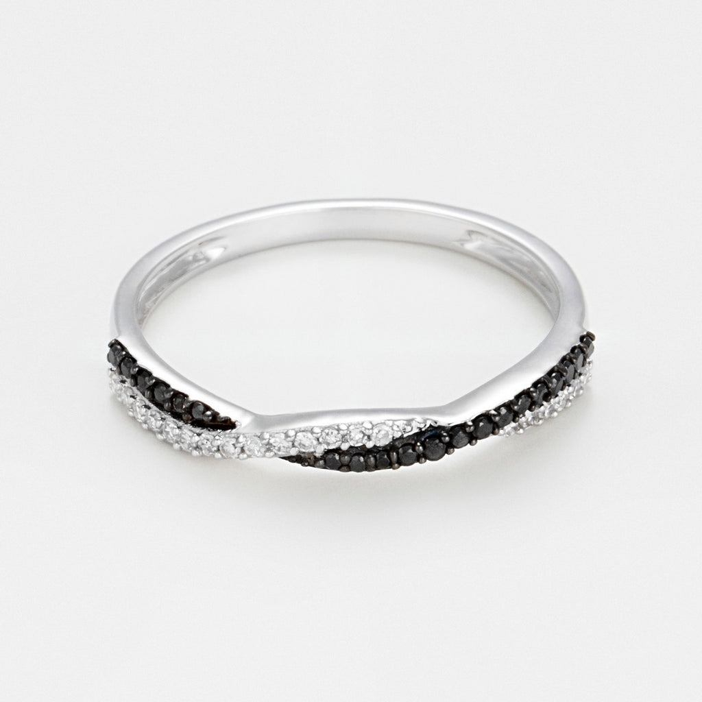 Bague "En Noir Et Blanc" Diamants Blancs: 0,075Ct/20 Diamants Noir: 0,075Ct20 - Or Blanc