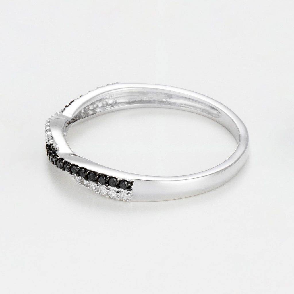 Bague "En Noir Et Blanc" Diamants Blancs: 0,075Ct/20 Diamants Noir: 0,075Ct20 - Or Blanc