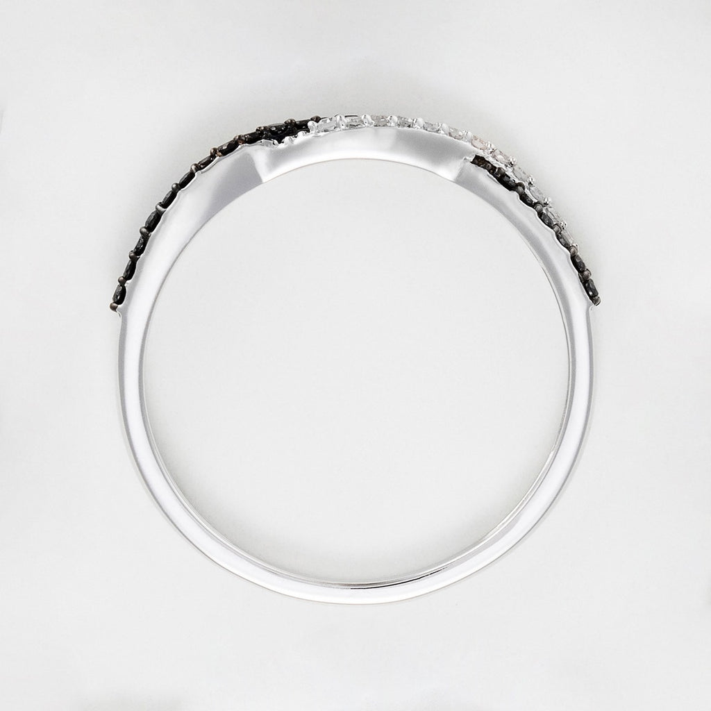 Bague "En Noir Et Blanc" Diamants Blancs: 0,075Ct/20 Diamants Noir: 0,075Ct20 - Or Blanc