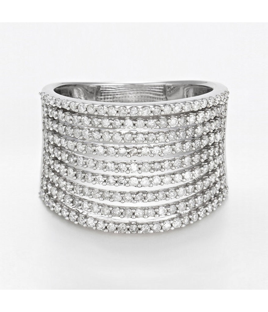 Bague "Neuf Rangs Scintillants" - Diamants: 1Ct/197 - Or Blanc