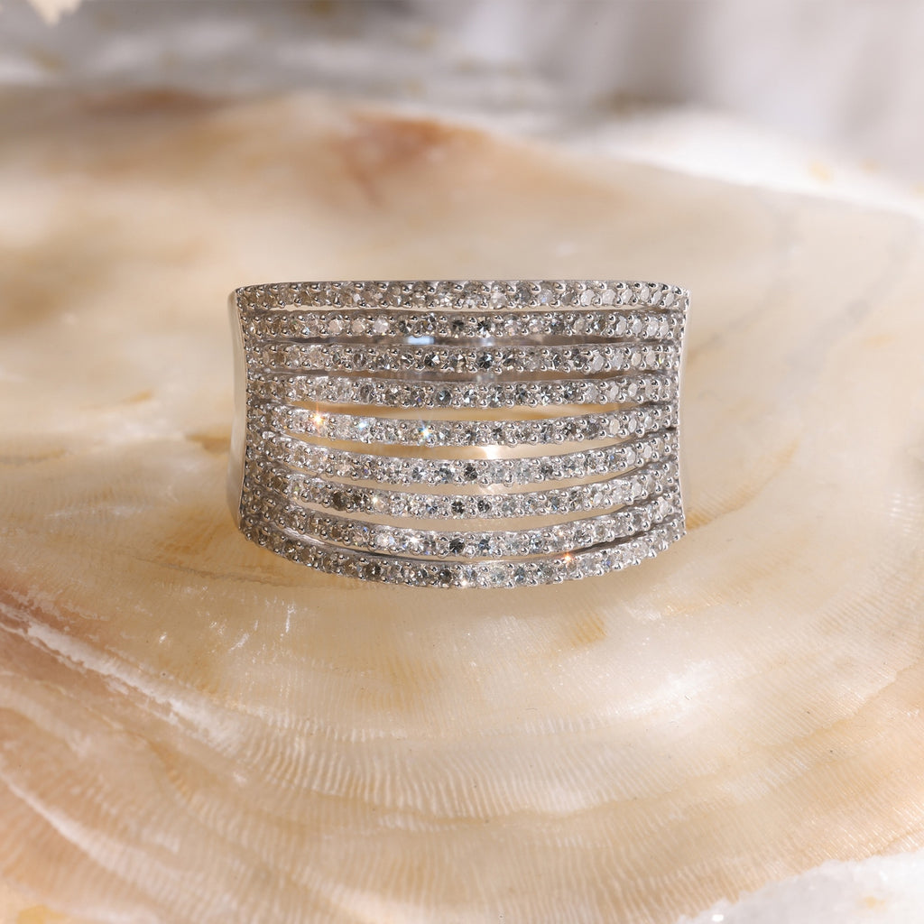 Bague "Neuf Rangs Scintillants" - Diamants: 1Ct/197 - Or Blanc