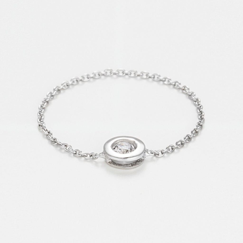 Bague Chaine "Mon Unique" D0,07Ct/1 - Or Blanc