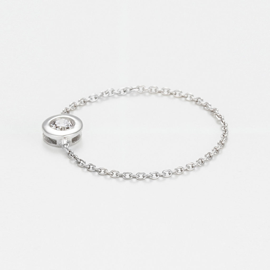 Bague Chaine "Mon Unique" D0,07Ct/1 - Or Blanc