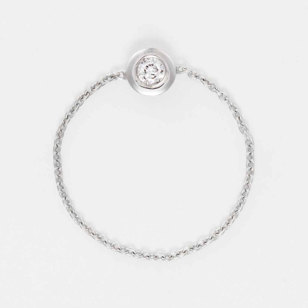 Bague Chaine "Mon Unique" D0,07Ct/1 - Or Blanc