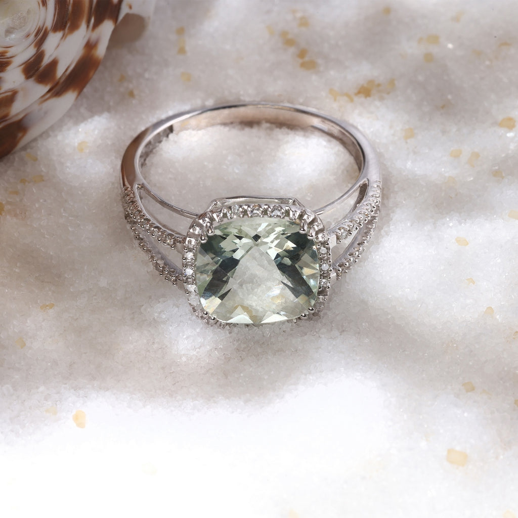 Bague "Divine Améthyste Verte" - Or Blanc