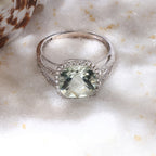 Bague "Divine Améthyste Verte" - Or Blanc