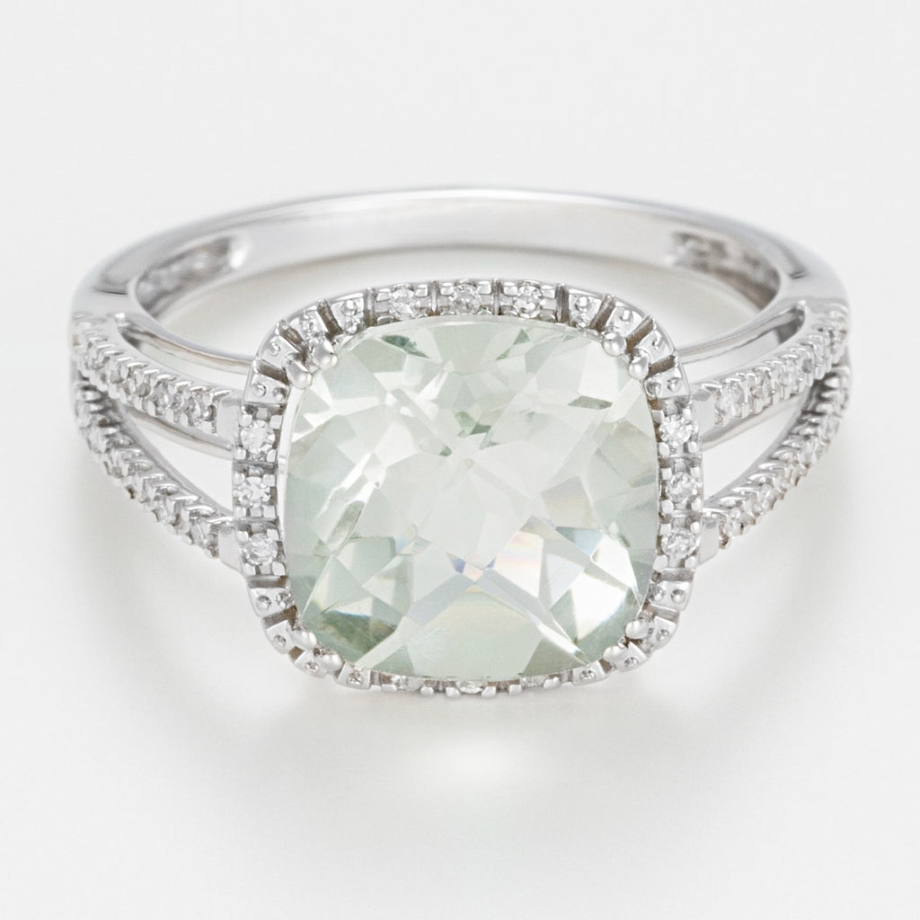 Bague "Divine Améthyste Verte" - Or Blanc