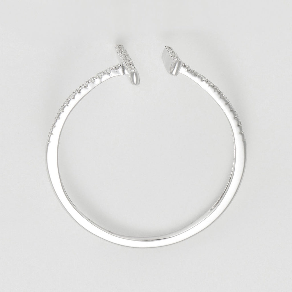 Bague "Parallèle Asymétrique" D0,1Ct/50 - Or Blanc