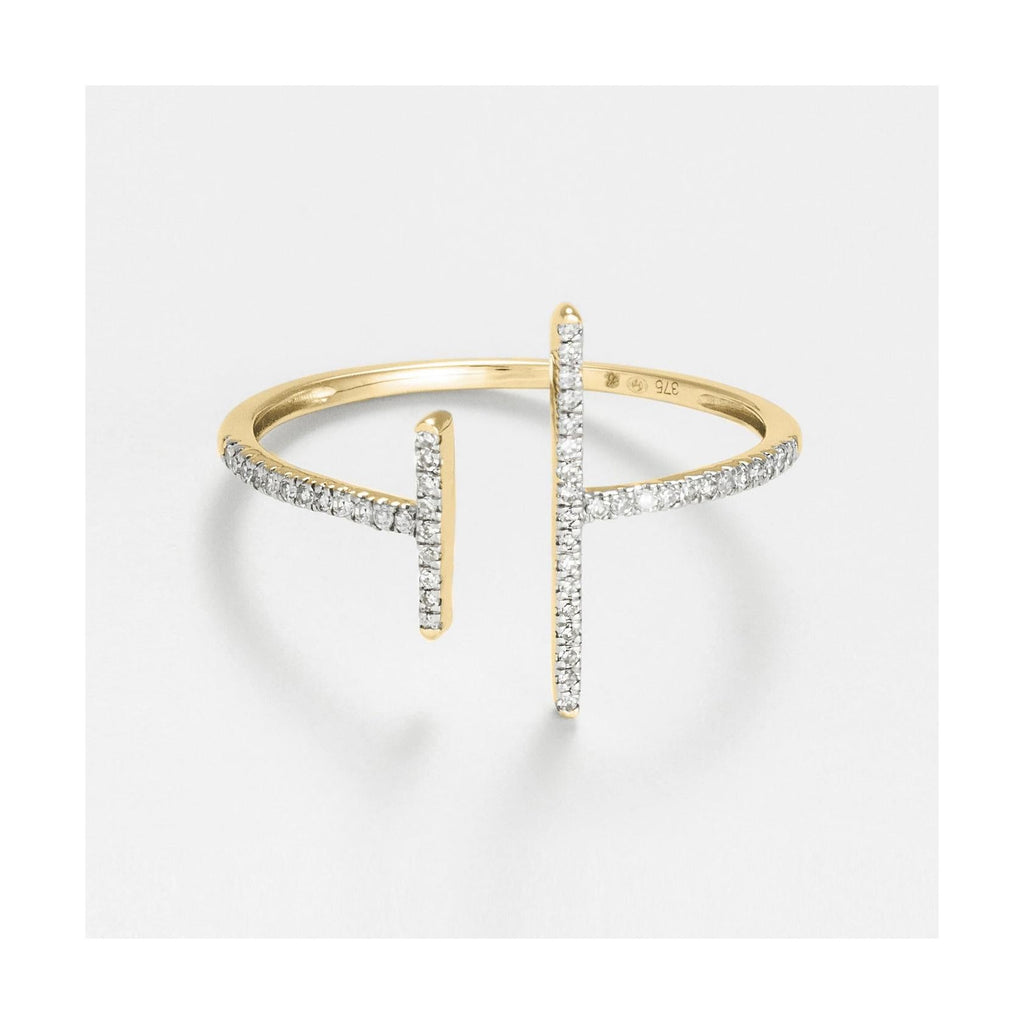 Bague "Parallèle Asymétrique" D0,1Ct/50 - Or Jaune 375/1000