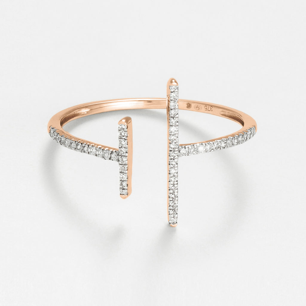 Bague "Parallèle asymétrique" D0,1ct/50