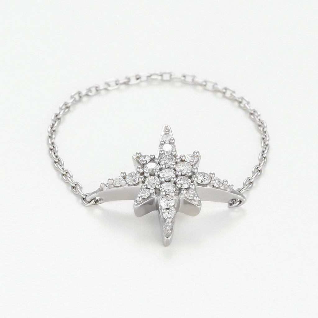 Bague Chaine "Star" - Or Blanc