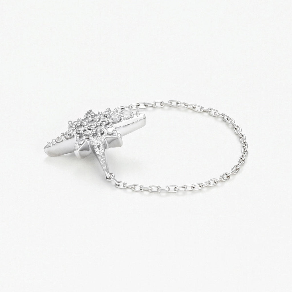 Bague Chaine "Star" - Or Blanc
