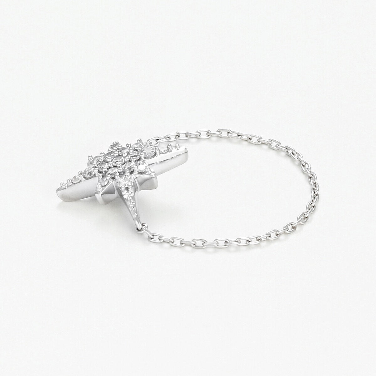 Bague Chaine "Star" - Or Blanc