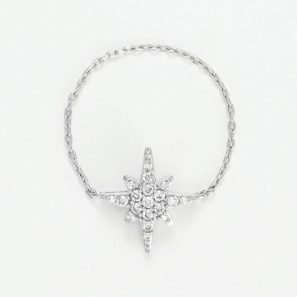 Bague Chaine "Star" - Or Blanc