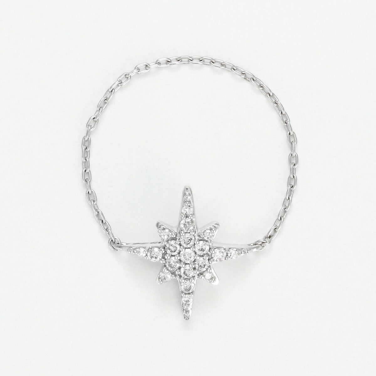 Bague Chaine "Star" - Or Blanc