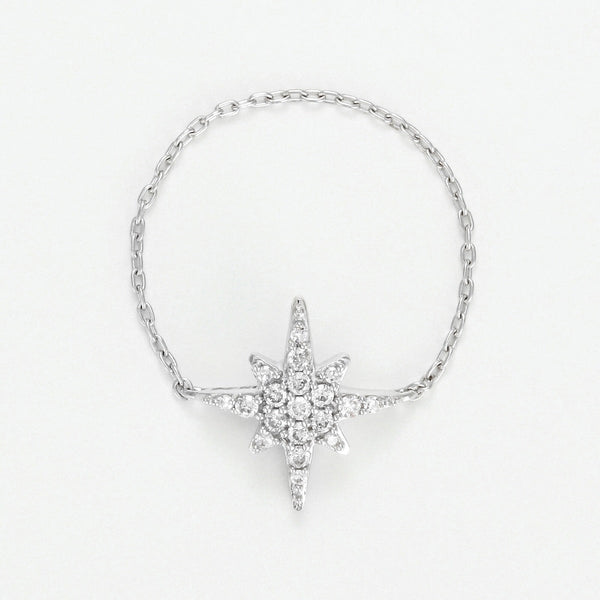 Bague Chaine "Star" - Or Blanc