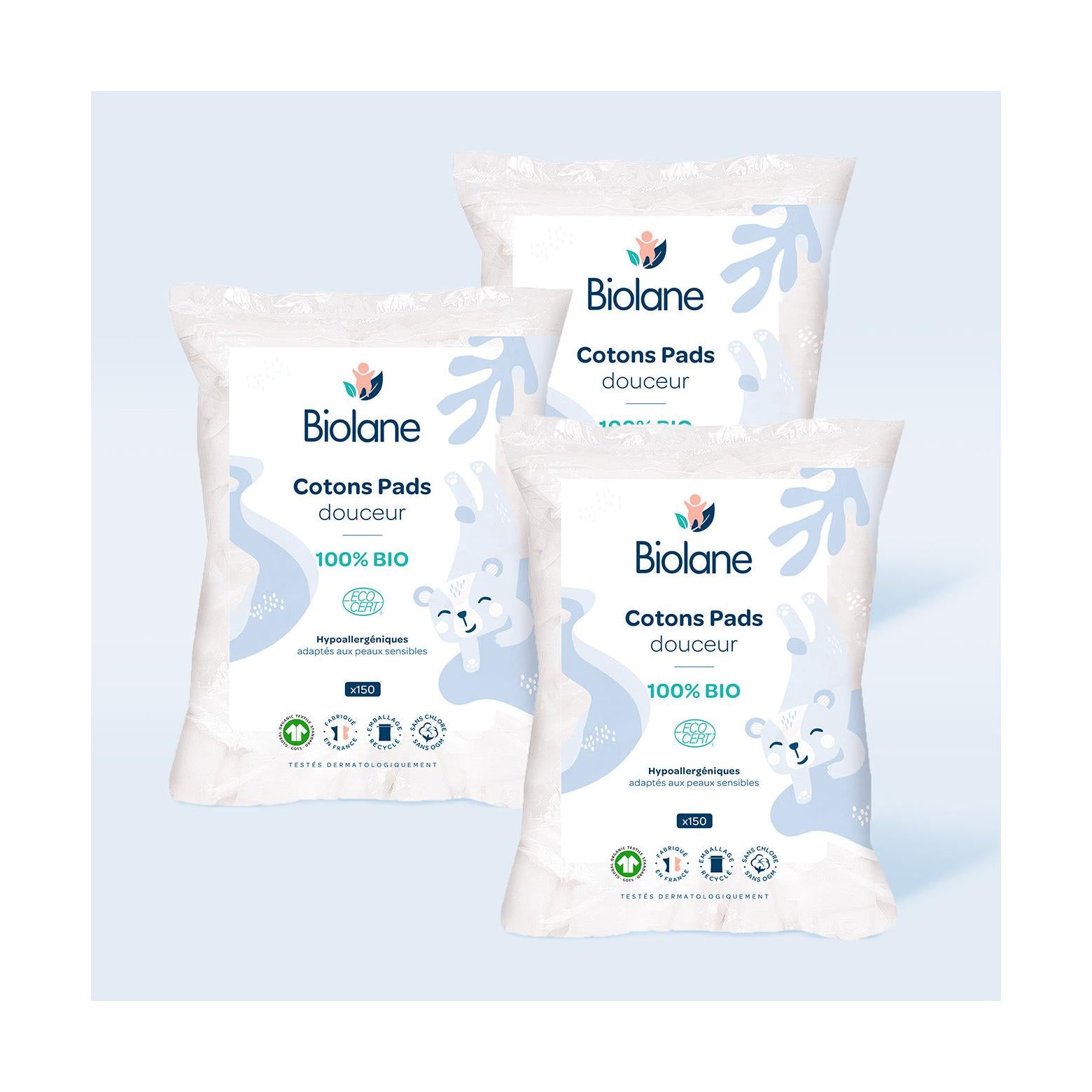 Lot 3X Cotons Pads Douceur - 100% Bio
