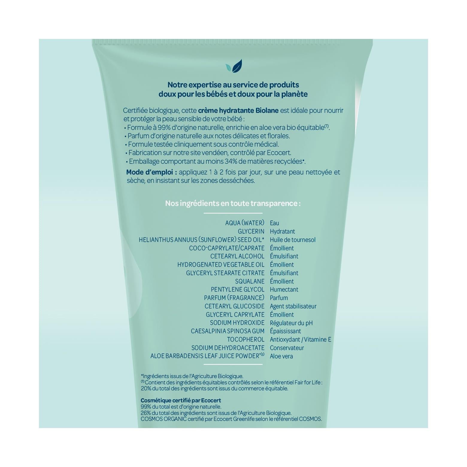 Crème Hydratante Certifiée Biologique