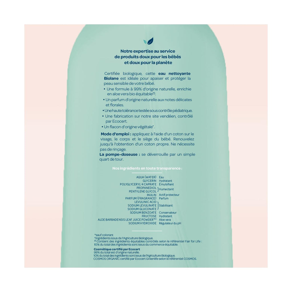 Eau Nettoyante Certifiée Biologique