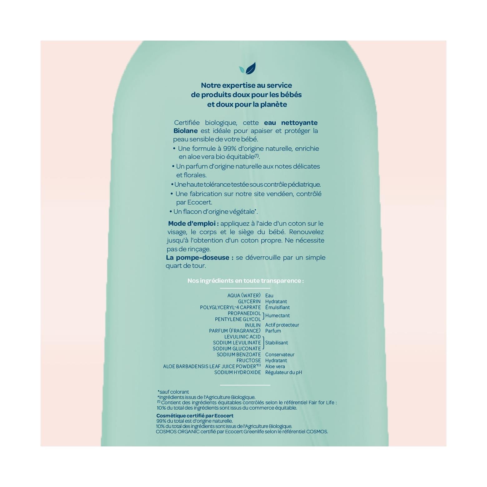 Eau Nettoyante Certifiée Biologique