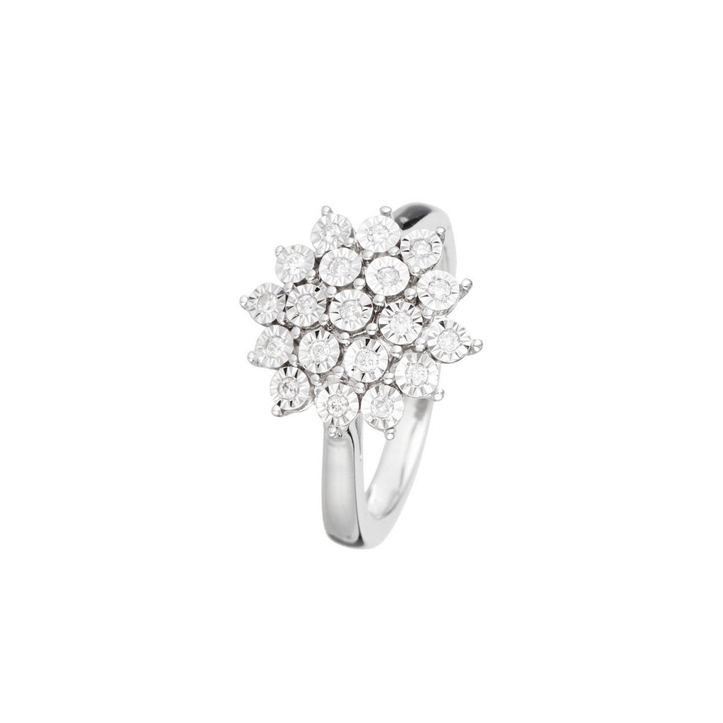 Bague "Bouquet De Lumière" D0,14/19 - Or Blanc 375/1000