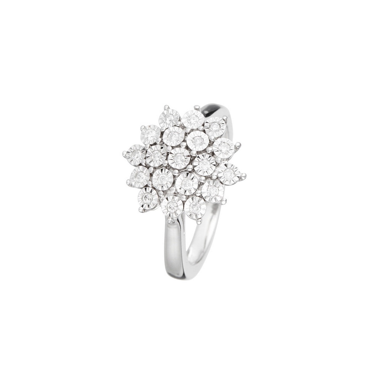 Bague "Bouquet De Lumière" D0,14/19 - Or Blanc 375/1000