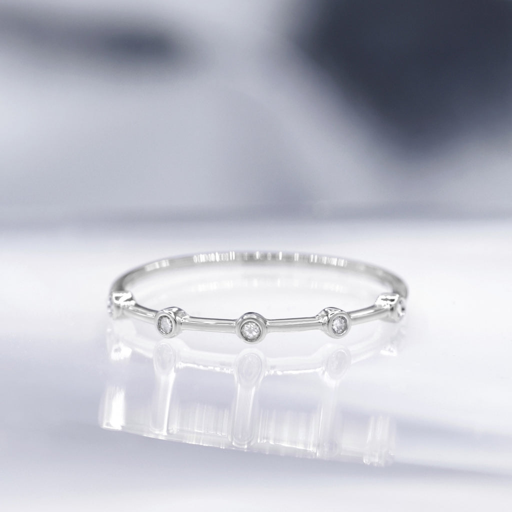 Bague "Ensemble" D0,03/5 - Or Blanc 375/1000