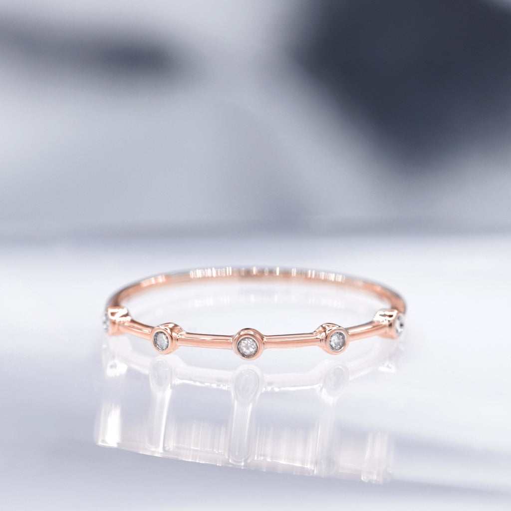 Bague "Ensemble" D0,03/5 - Or Rose 375/1000