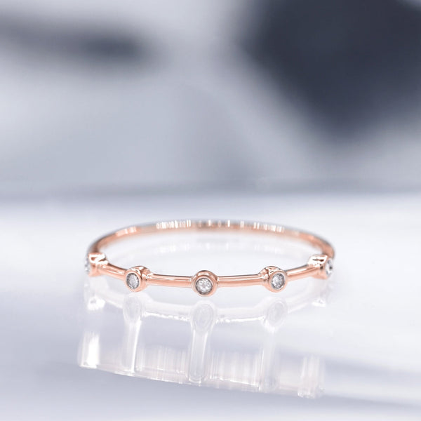 Bague "Ensemble" D0,03/5 - Or Rose 375/1000