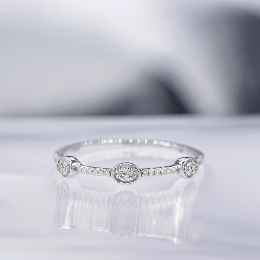 Bague "Merveilleuse" D0,06/34 - Or Blanc 375/1000