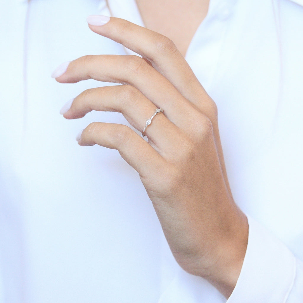 Bague "Merveilleuse" D0,06/34 - Or Blanc 375/1000