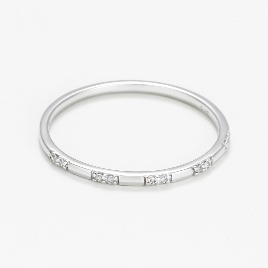 Bague "Apollonia" D0,034/10 - Or Blanc 375/1000