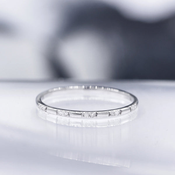 Bague "Apollonia" D0,034/10 - Or Blanc 375/1000