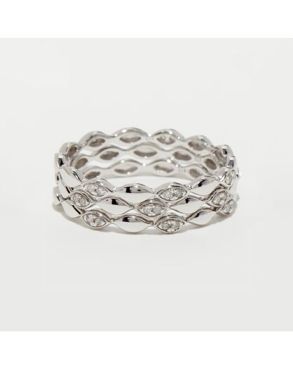 Bague "Trinity" D0,15/26 - Or Blanc 375/1000