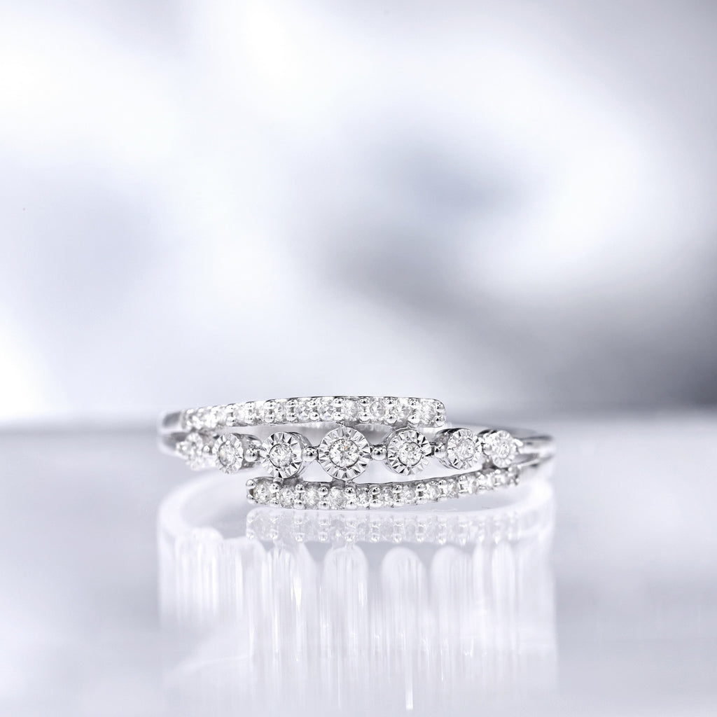 Bague "Étoile Éternelle" D0,17/31 - Or Blanc 375/1000