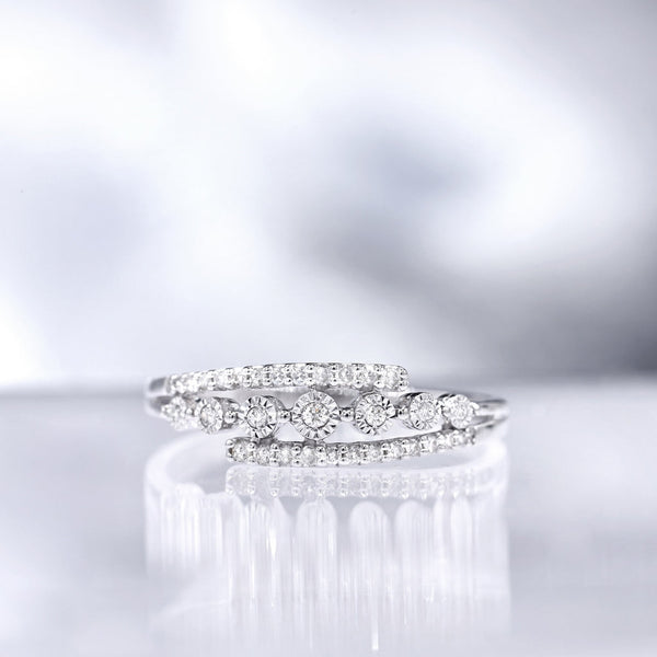 Bague "Étoile Éternelle" D0,17/31 - Or Blanc 375/1000
