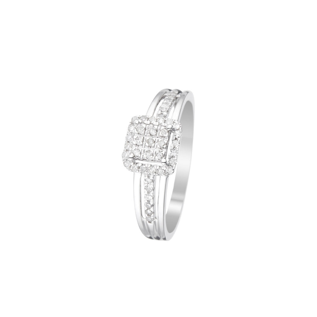 Bague "Carré Lumineux" D0,21/41 - Or Blanc 375/1000