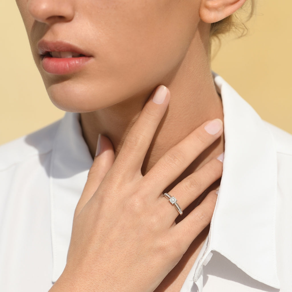 Bague "La Promise" Diamants 0,16/28 - Or Blanc 375/1000