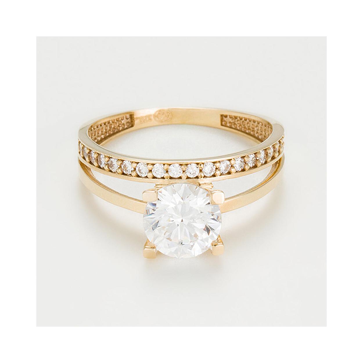 Bague "Majestueuse" Or Jaune 375/1000 Et Zirconium