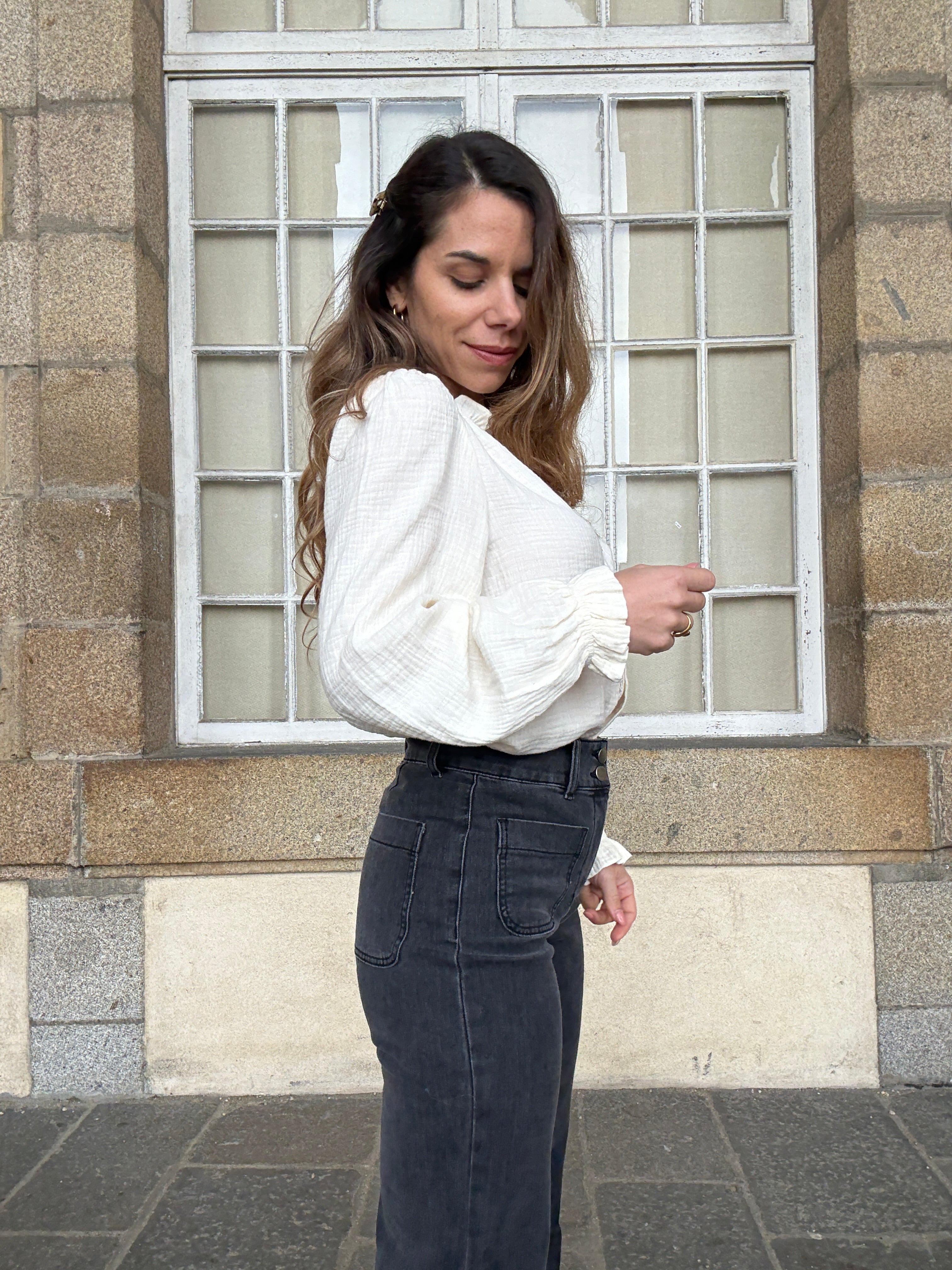 Blouse Écrue En Double Gaze Lili