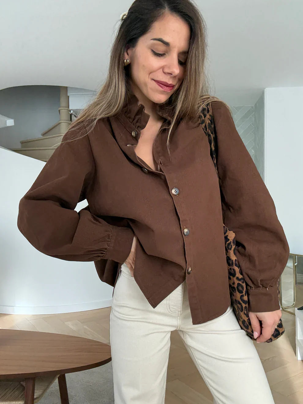 Veste En Jean Céleste Chocolat