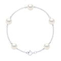 Bracelet 5 Perles De Culture Rondes - Argent 925 - Cap D'Ail