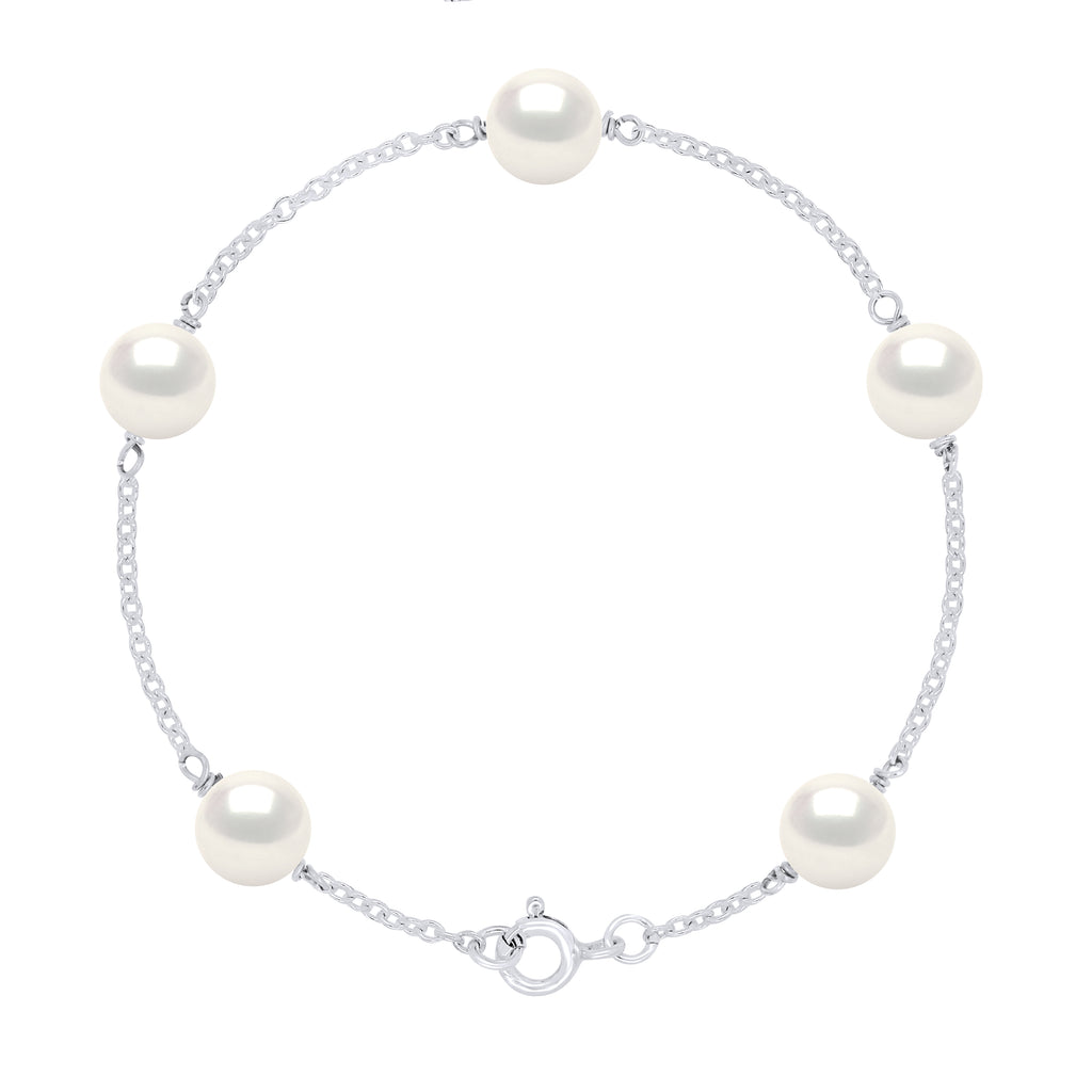 Bracelet 5 Perles De Culture Rondes - Argent 925 - Cap D'Ail