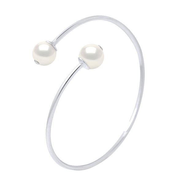 Bracelet Jonc Perles Rondes 9-10 Mm - Argent 925 - Cavalaire