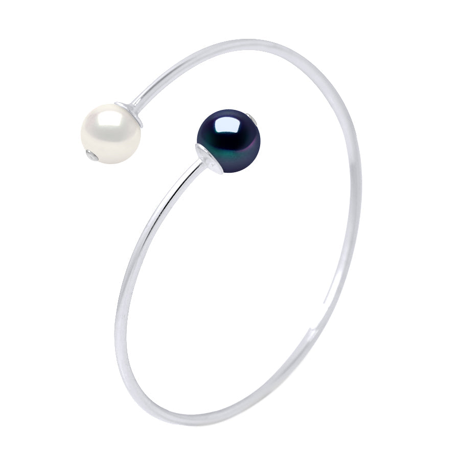 Bracelet Jonc Perles Rondes 9-10 Mm - Argent 925 - Cavalaire